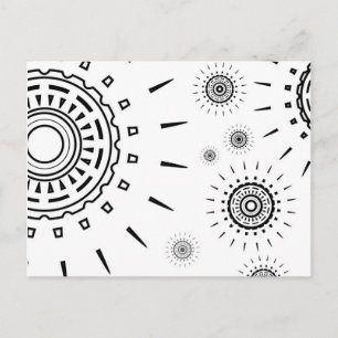Carte Postale Motifs d'éclats noirs sur fond blanc