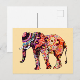 Carte Postale Motifs traditionnels chinois d'éléphant