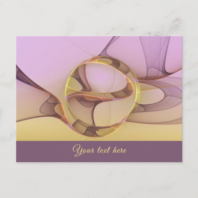 Carte Postale Motions Abstraites Texte moderne rose or fractal (Devant)