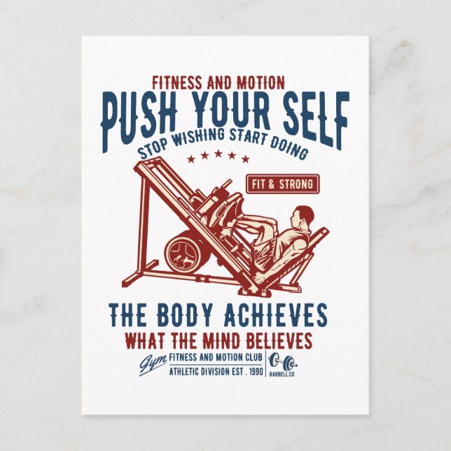 Carte postale Motivation Fitness Gym vintage (Devant)