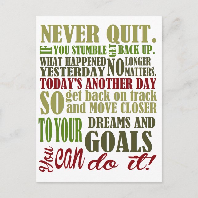 Carte Postale Motivational: Never Quit (Devant)