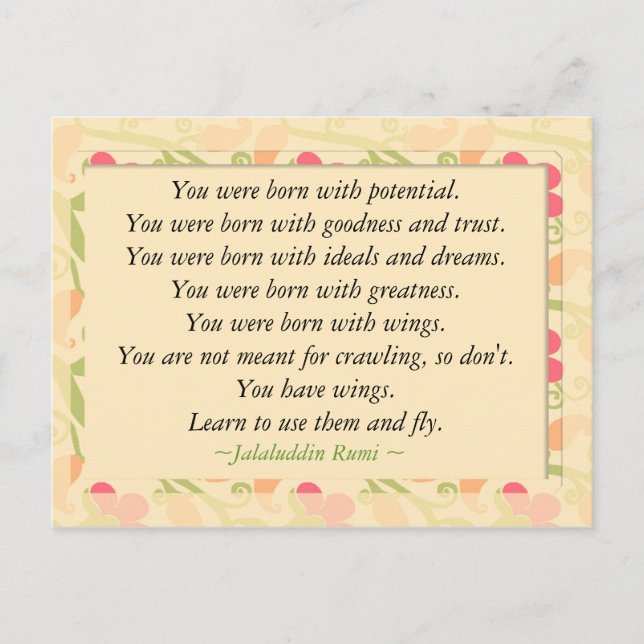 Carte postale Motivative Rumi Citation (Devant)