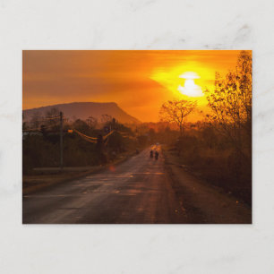 Carte Postale Moto au coucher du soleil