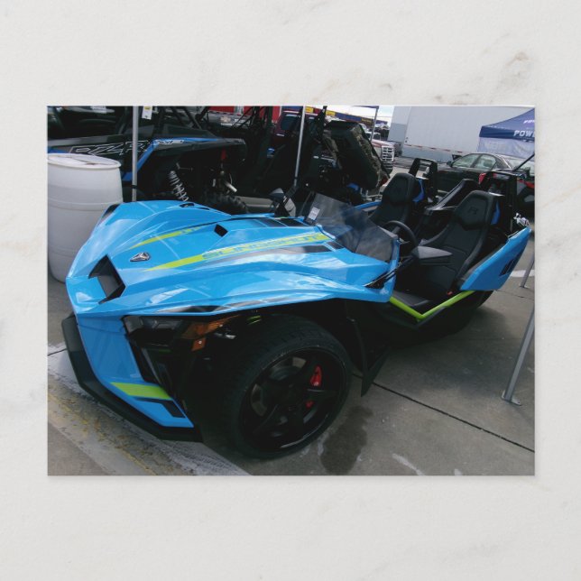 Carte Postale Moto bleu (Devant)