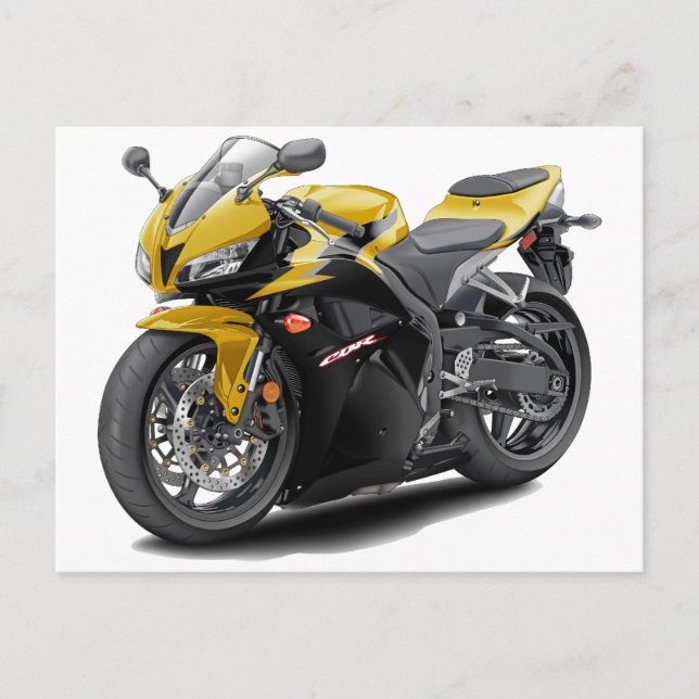Carte Postale Moto CBR 600 Jaune-Noir (Devant)