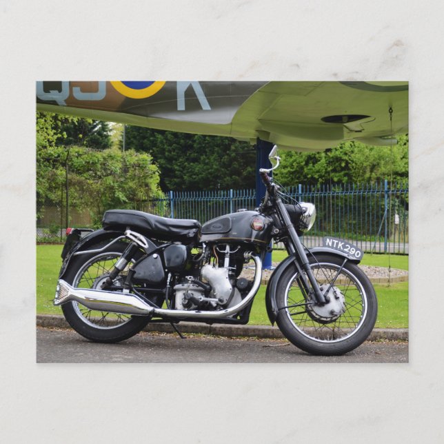 Carte Postale Moto Et Spitfire (Devant)