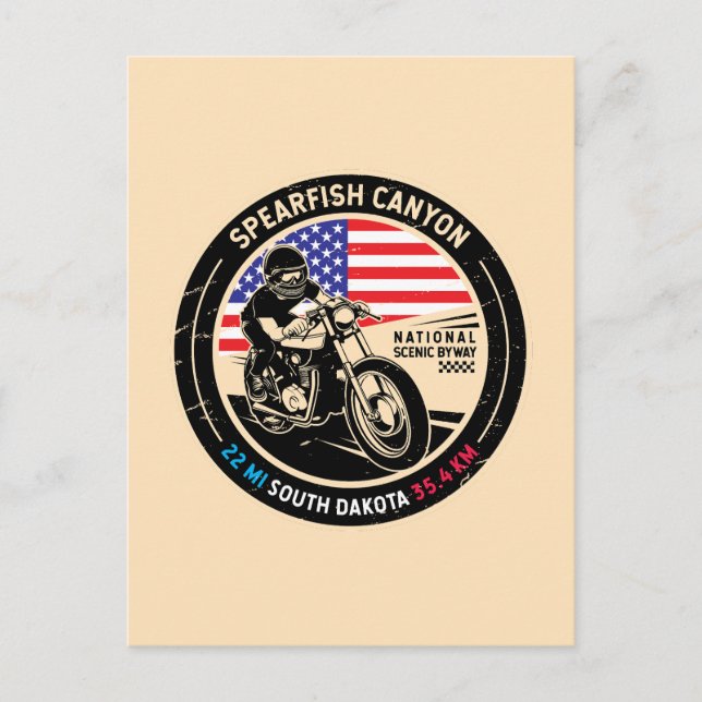 Carte Postale Moto Spefish Canyon Dakota du Sud (Devant)