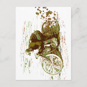 Carte Postale Moto verte ancienne de piste de planches