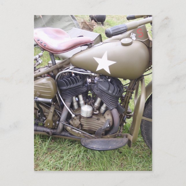 Carte Postale Moto vintage d'armée (Devant)