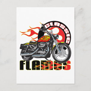 Carte Postale Motocyclette vintage classique de peinture à flamm