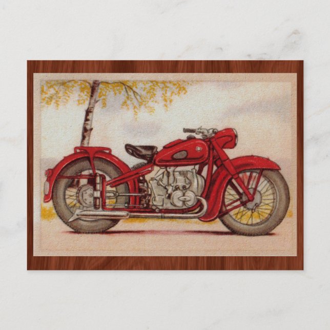Carte Postale Motorcycle rouge vintage (Devant)