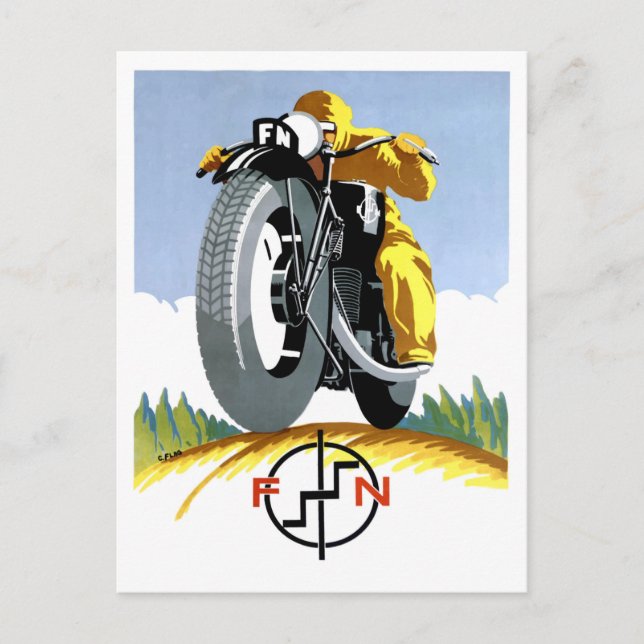 Carte Postale Motos 1925 F-N annonçant l'affiche (Devant)