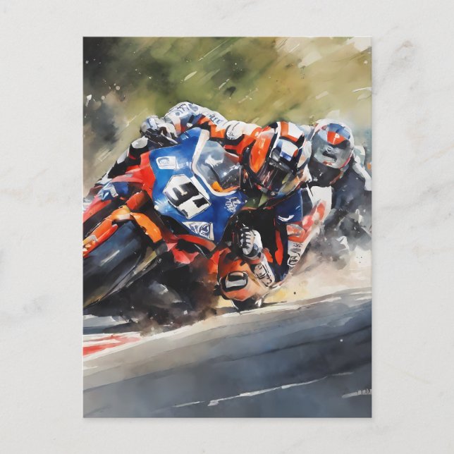 Carte Postale Motos, action de liaison à grande vitesse (Devant)