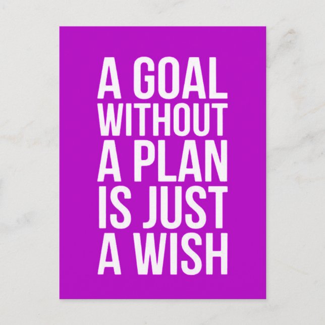 CARTE POSTALE MOTS DE SAGESSE UN OBJECTIF SANS PLAN N'EST QU'UNE (Devant)