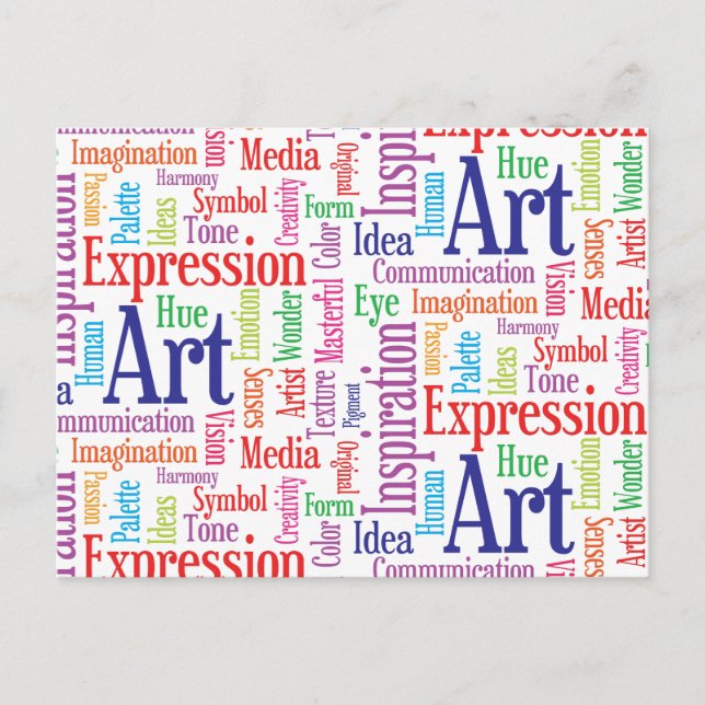 Carte Postale Mots d'inspiration d'artiste ou de concepteur créa (Devant)