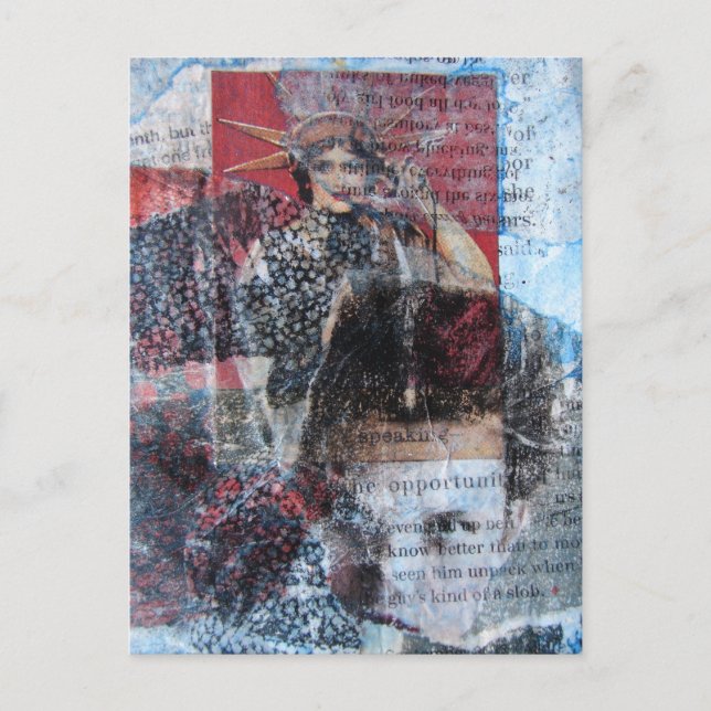 Carte Postale Mots et femmes Collage Abstrait (Devant)