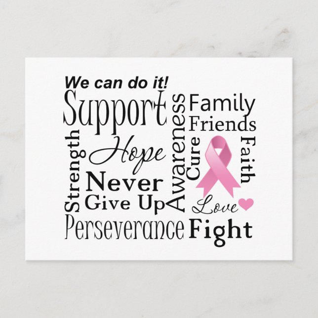 Carte Postale Mots favorables au cancer du sein (Devant)