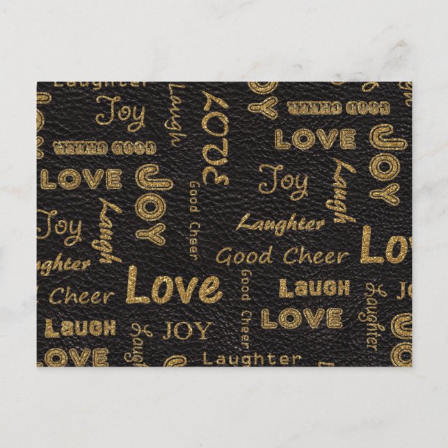 Carte Postale Mots géniaux à vivre, Amour, Joie, Rire (Devant)