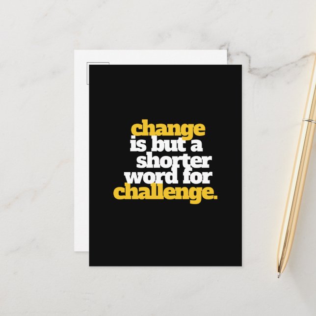 Carte Postale Mots Inspirants Changement et Défi (Devant/Arrière en situation)