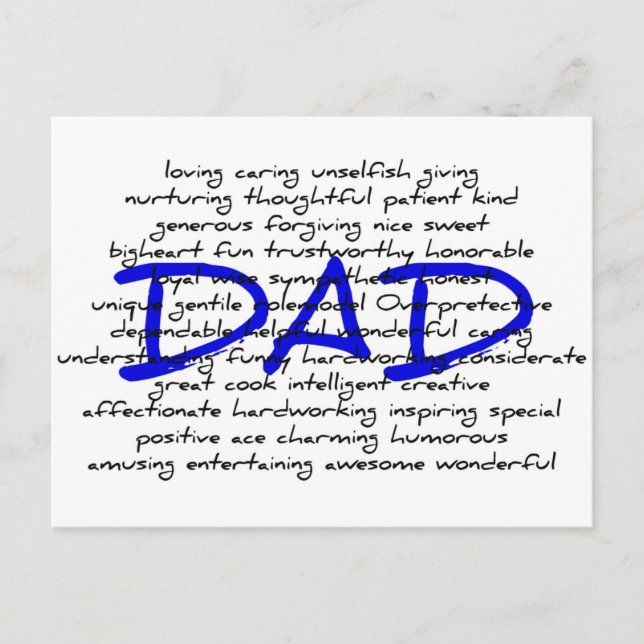 Carte Postale Mots Pour Papa (Devant)