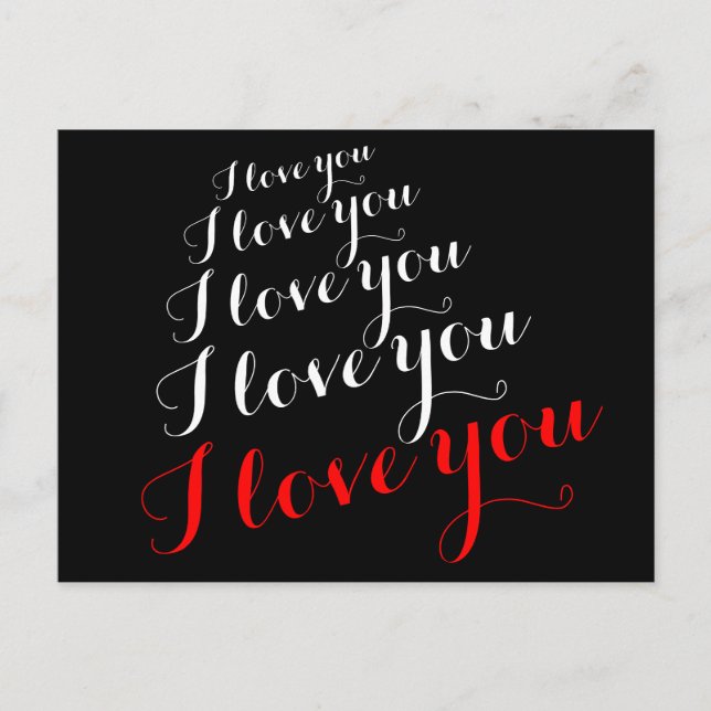 Carte Postale Mots romantiques 'Je t'aime' (Devant)