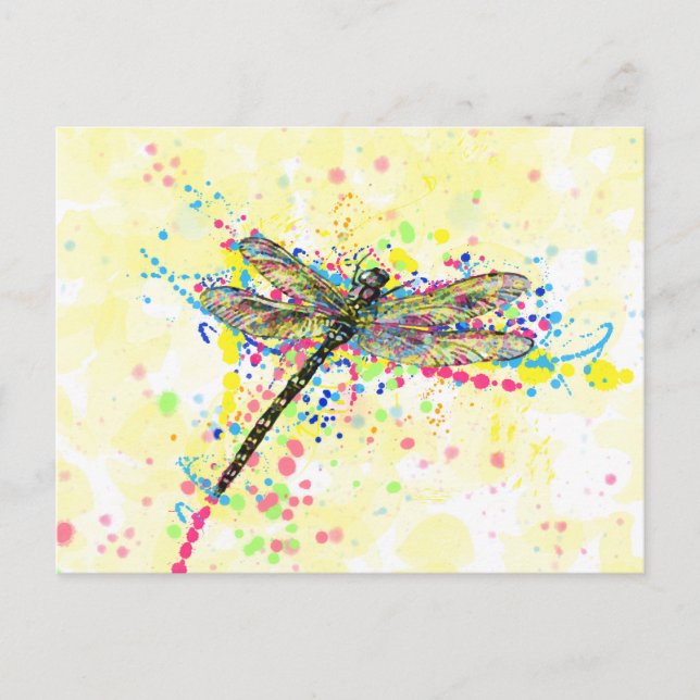 Carte Postale Mouche dragonfly à l'aquarelle tendance mignonne (Devant)