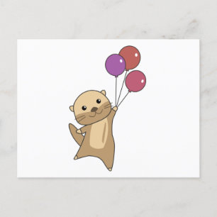 Carte Postale Mouches D'Animal Douces À La Loupe Avec Ballons Ve