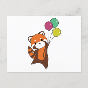Carte Postale Mouches Rouges Panda Ballons mignons Animaux Pour