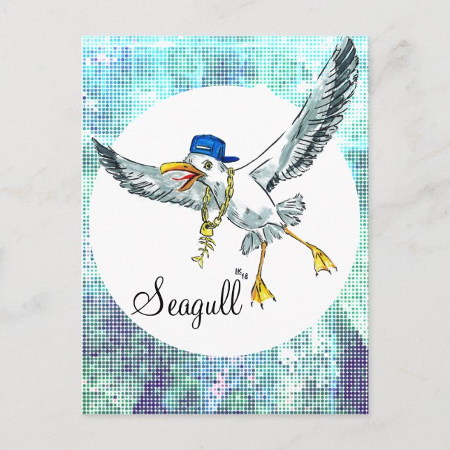 Carte Postale Mouette drôle (Devant)