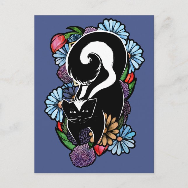 Carte Postale Moufette Fleur Mignonne (Devant)