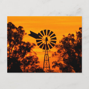 Carte Postale Moulin à vent au coucher du soleil, Australie