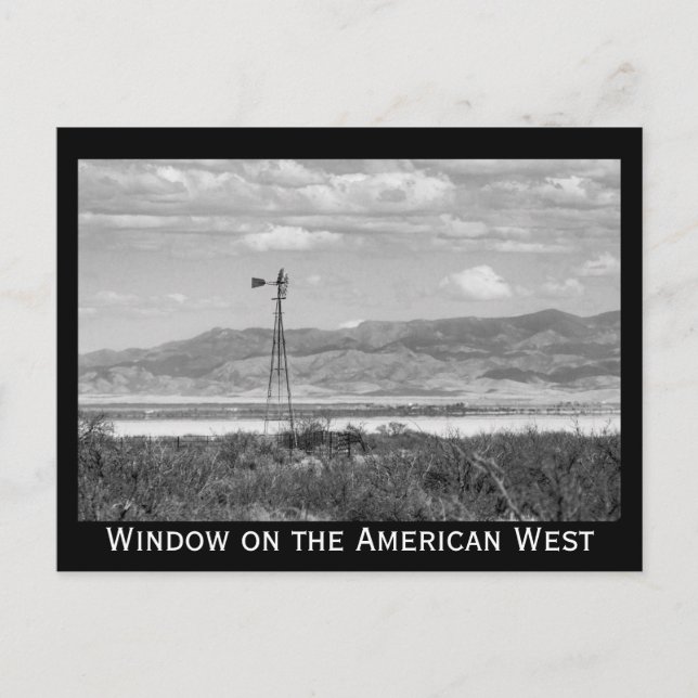 Carte Postale Moulin à vent basse désert noir et blanc (Devant)