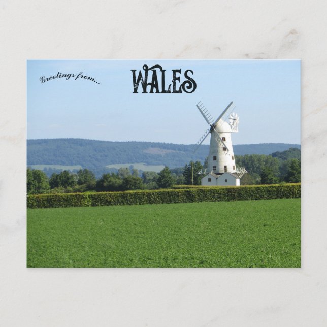 Carte Postale Moulin à vent de Llancayo Pays de Galles  (Devant)