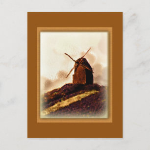 Carte Postale Moulin à vent européen Sepia
