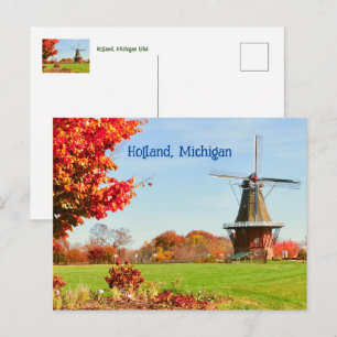 CARTE POSTALE MOULIN À VENT, HOLLAND, MICHIGAN ÉTATS-UNIS