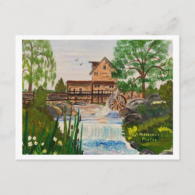 Carte Postale Moulin Olmstead, Comté de Warren, IL c. 1983 MEJP (Devant)