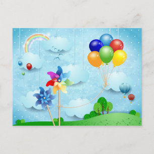 Carte Postale Moulinets et ballons