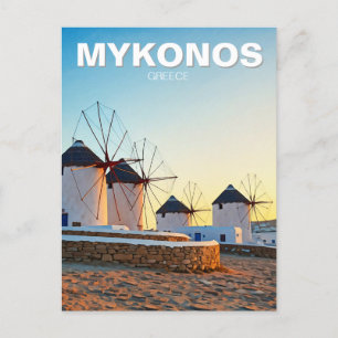 Carte Postale Moulins à vent à Mykonos Grèce Cyclades Voyage