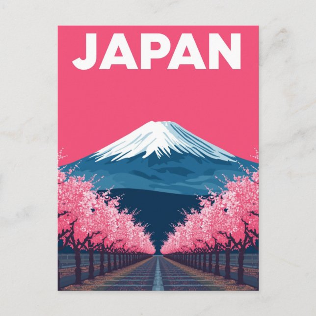 Carte Postale Mount Fuji Cherry Blossom Retro (Devant)