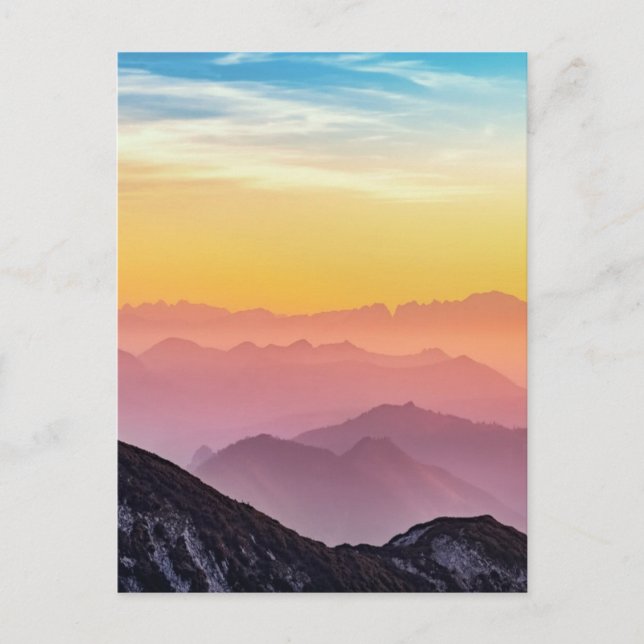 Carte Postale Mountain Sunrise Pacifique coloré Inspirationnel (Devant)