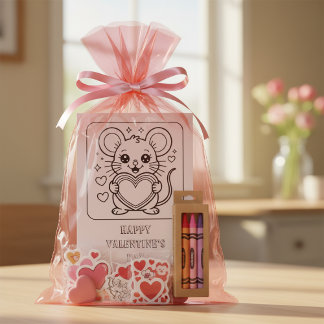 Carte Postale Mouse Valentine’s Day Coloring for Students