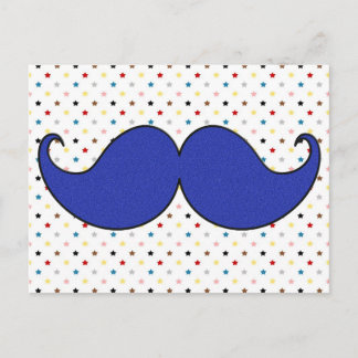 Carte Postale Moustache bleu rétro