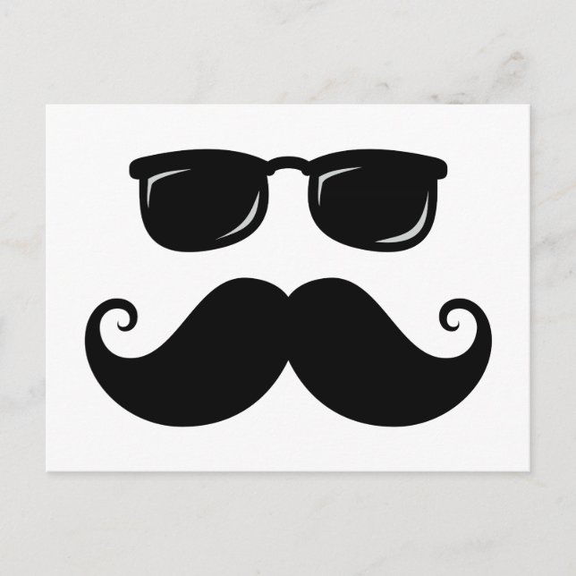Carte Postale Moustache drôle et lunettes de soleil visage (Devant)
