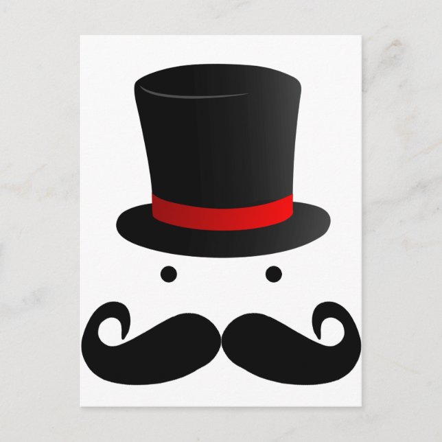 Carte Postale Moustache Drôle Rétro Homme Gentleman (Devant)