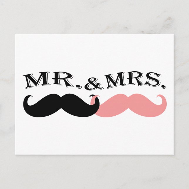 Carte Postale Moustache noire et rose vintage (Devant)