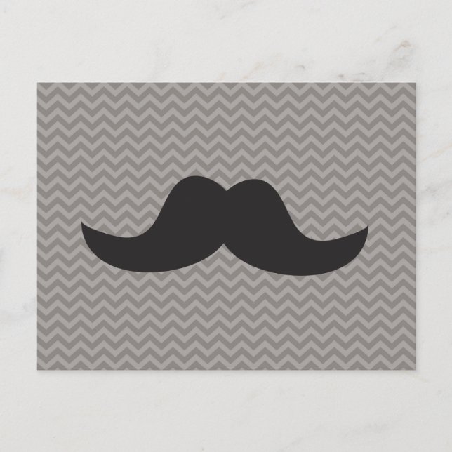 Carte Postale Moustache sur l'arrière - plan gris de chevron (Devant)
