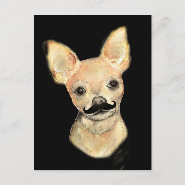 Carte Postale Moustache sur une mignonne humour de chien (Devant)