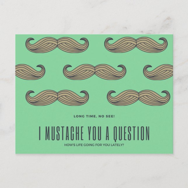 Carte Postale Moustache verte amusante (Devant)