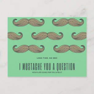 Carte Postale Moustache verte drôle