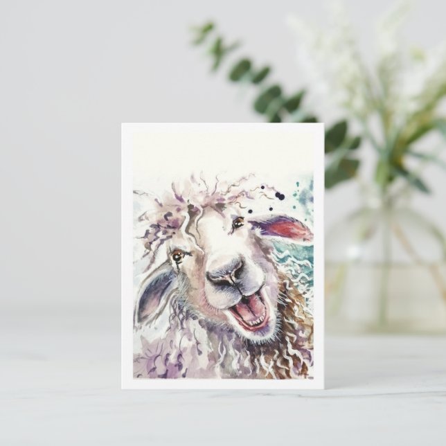 Carte Postale Mouton heureux (Debout devant)